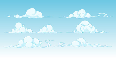 Set of bright cartoon clouds