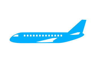 Blue aircraft icon on white background