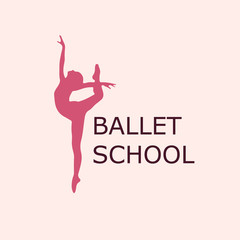 ballet school emblem, icon, vector illustration