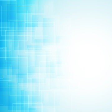 abstract blue background with transparent lines and squares. vec