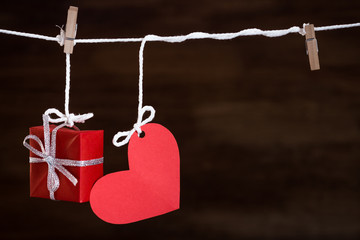 heart love and gift on clothes line