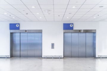 Two large freight elevators in modern building