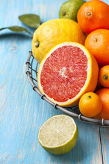 Different fresh citrus fruit