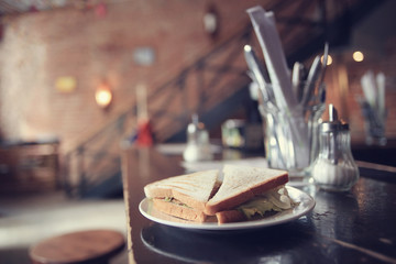 sandwich, breakfast in a cafe