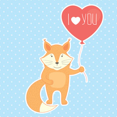 vector illustration. Cute fox in love