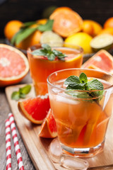 Pink cocktail with fresh grapefruit