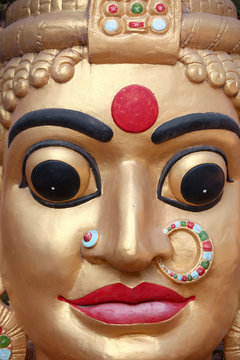 Close up shot of hindu goddess statue