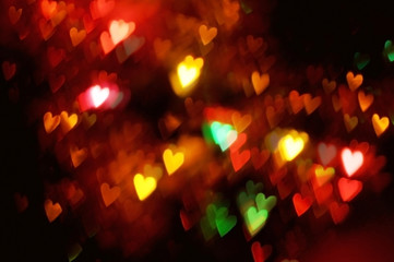 Colorful heart shaped bokeh
