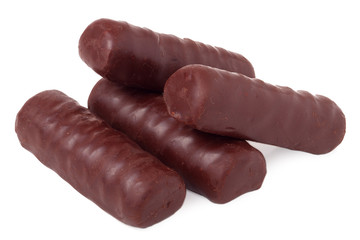 chocolate bars on white background