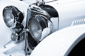 Classic car front end in monochrome