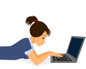 Fototapeta na wymiar Girl typing on laptop