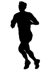 Athletes on running race on white background