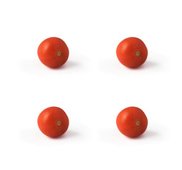 Four tomatoes isolated on white background