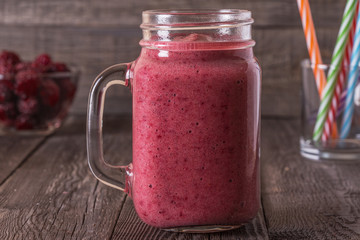 Homemade smoothie with blackberries.