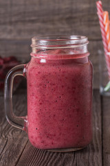 Homemade smoothie with blackberries.