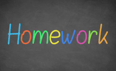 Obraz premium Homework written on chalkboard