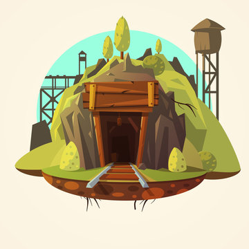 Mining cartoon illustration