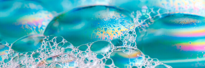Clean blue soap bubbles