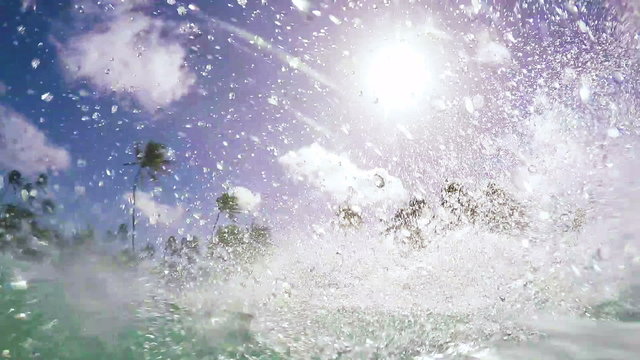 Young Man Kite Surfing In Ocean, Extreme Summer Sport 