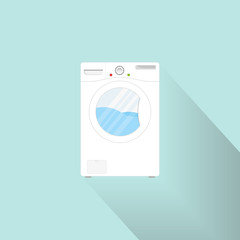 washing machine icon in flat style. isolated background modern vector long shadow illustration