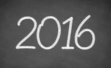 handwritten 2016 with white chalk