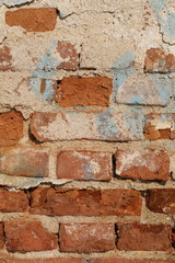 close up old red brick wall background and texture, grunge architecture pattern