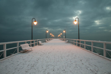 Beautiful winter landscape, and the Baltic Sea. Orlowo Gdynia