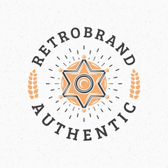Sheriff Badge. Vintage Retro Design Elements for Logotype, Insignia, Badge, Label. Business Sign Template. Textured Background