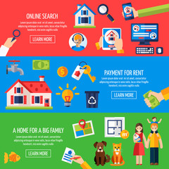 Fototapeta premium Rent and tenancy banner set