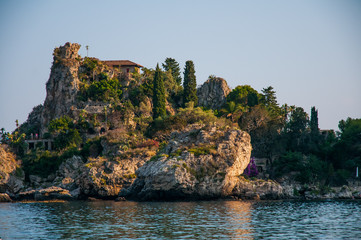 Fototapeta na wymiar Panoramic view of the beautiful island in Taormina - Sicily