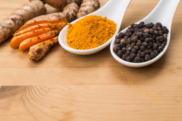 Turmeric roots and black pepper combination enhances bioavailability of curcumin absorption in body for health benefits