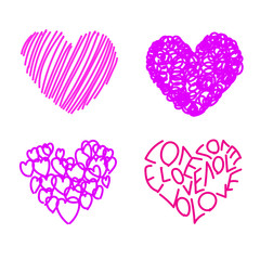 Four Drawing Hearts