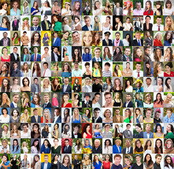 Collection of different caucasian women and men