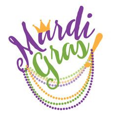   Mardi Gras cheerful text with beads flat design. © Michele Paccione
