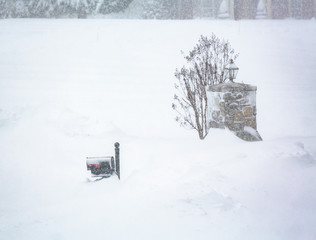 Snow blizzard of 2016 covers mailbox and entrance