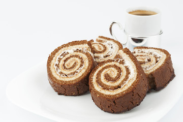 Four chocolate cake roll