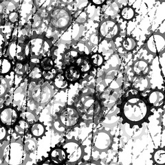 Black and white grunge cogwheel vector background