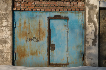 blue metal garage door