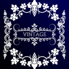 Старинные элементы декора. Вывеска, логотип. Для ресторана и кафе. Открытка с цветами и завитками