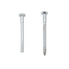 Screw blank and completed screw, with the hexagonal head, isolated on white