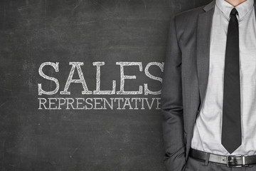 Sales representative on blackboard