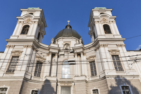 Holy Trinity Church facade in Salzburg, Austria