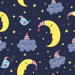 Good night seamless pattern. Vector illustration