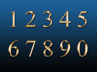 Gold numbers on a blue background