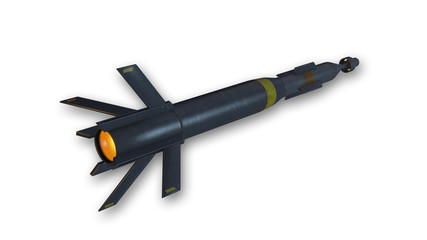 Rocket, cruise missile, weapon isolated on white background