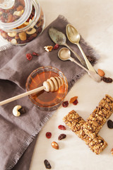 bar of delicious muesli with honey and nuts