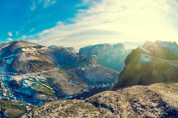 Beautiful Meteora mountains landscape. Nature of Greece. Meteora