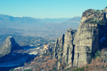 Beautiful Meteora mountains landscape. Nature of Greece. Meteora