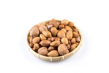 Mix nuts in wicker basket