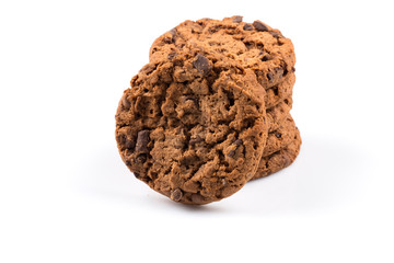 Chocolate chip cookies isolated on white